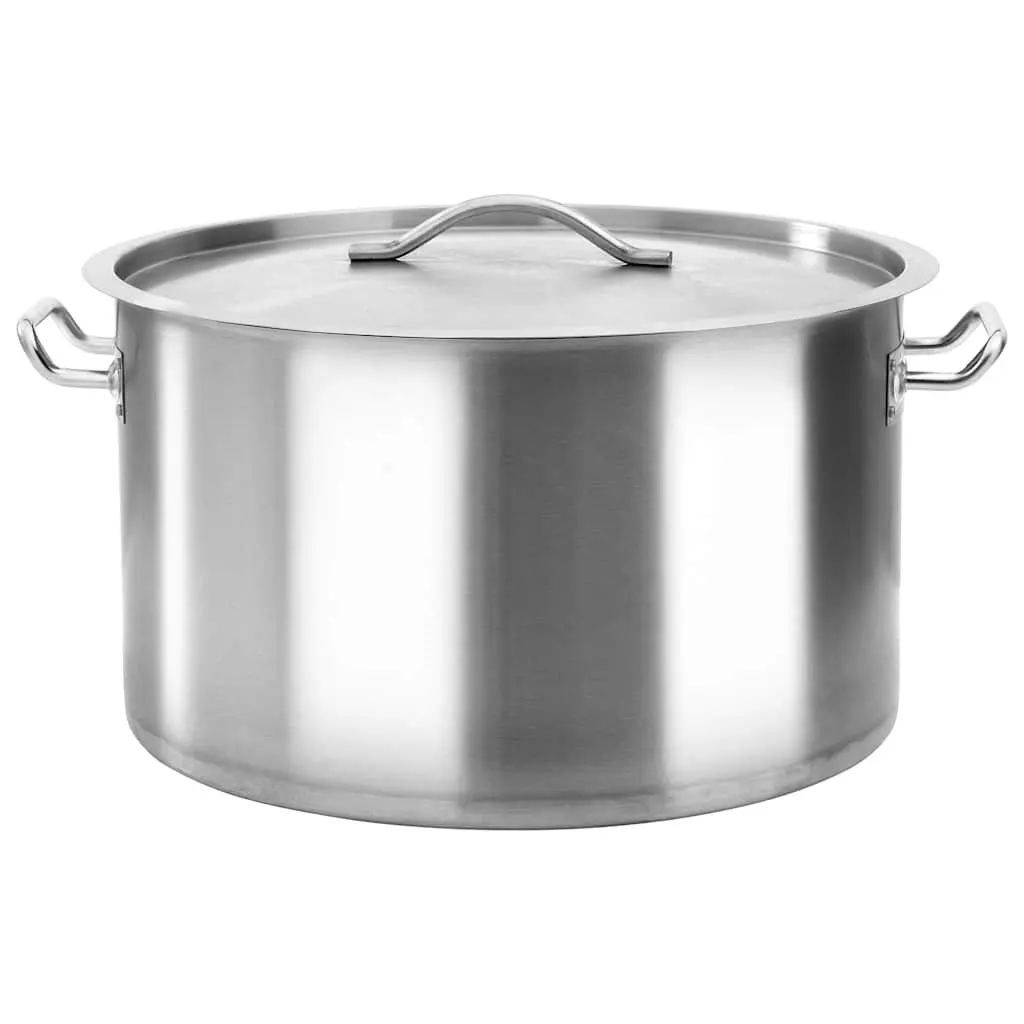 Stock Pot Silver 44L Stainless Steel Large Capacity Cooking Pot for Soups Stews Sauces