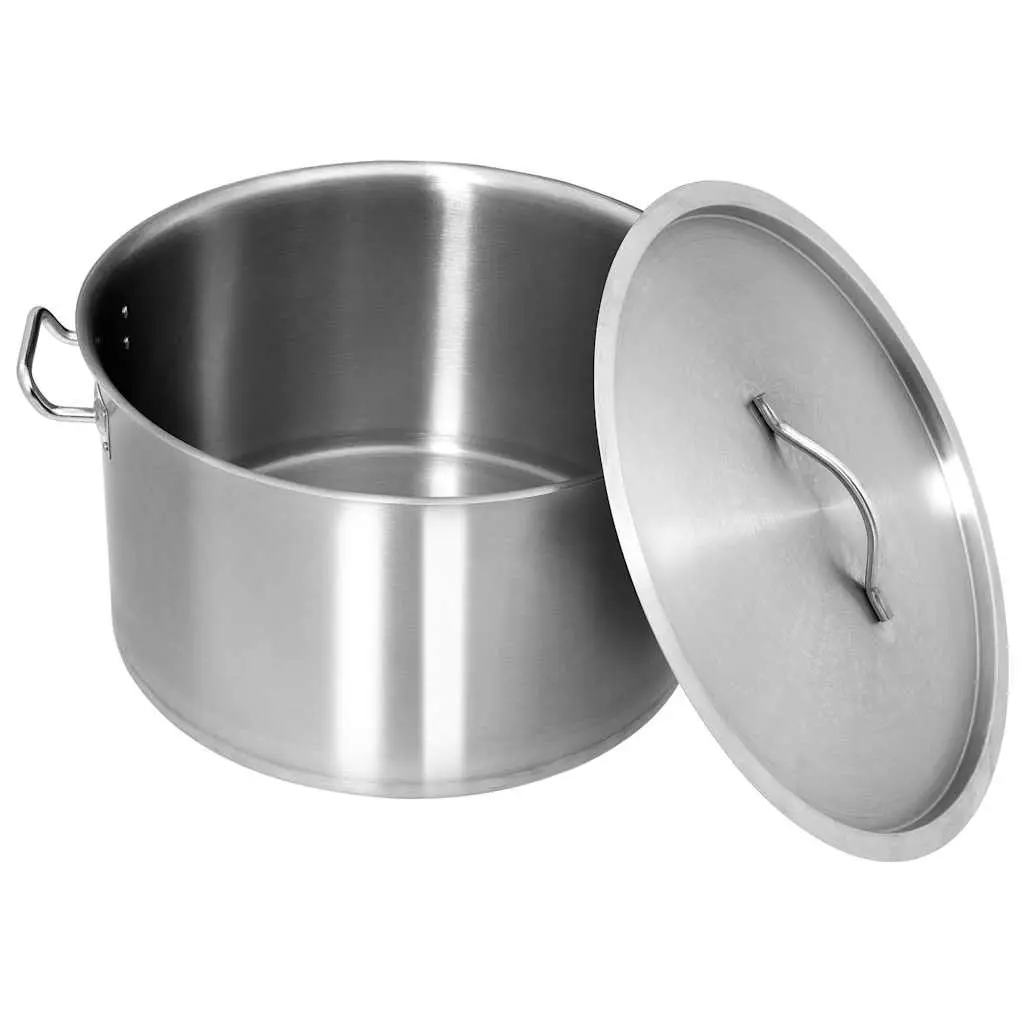 Stock Pot Silver 44L Stainless Steel Large Capacity Cooking Pot for Soups Stews Sauces