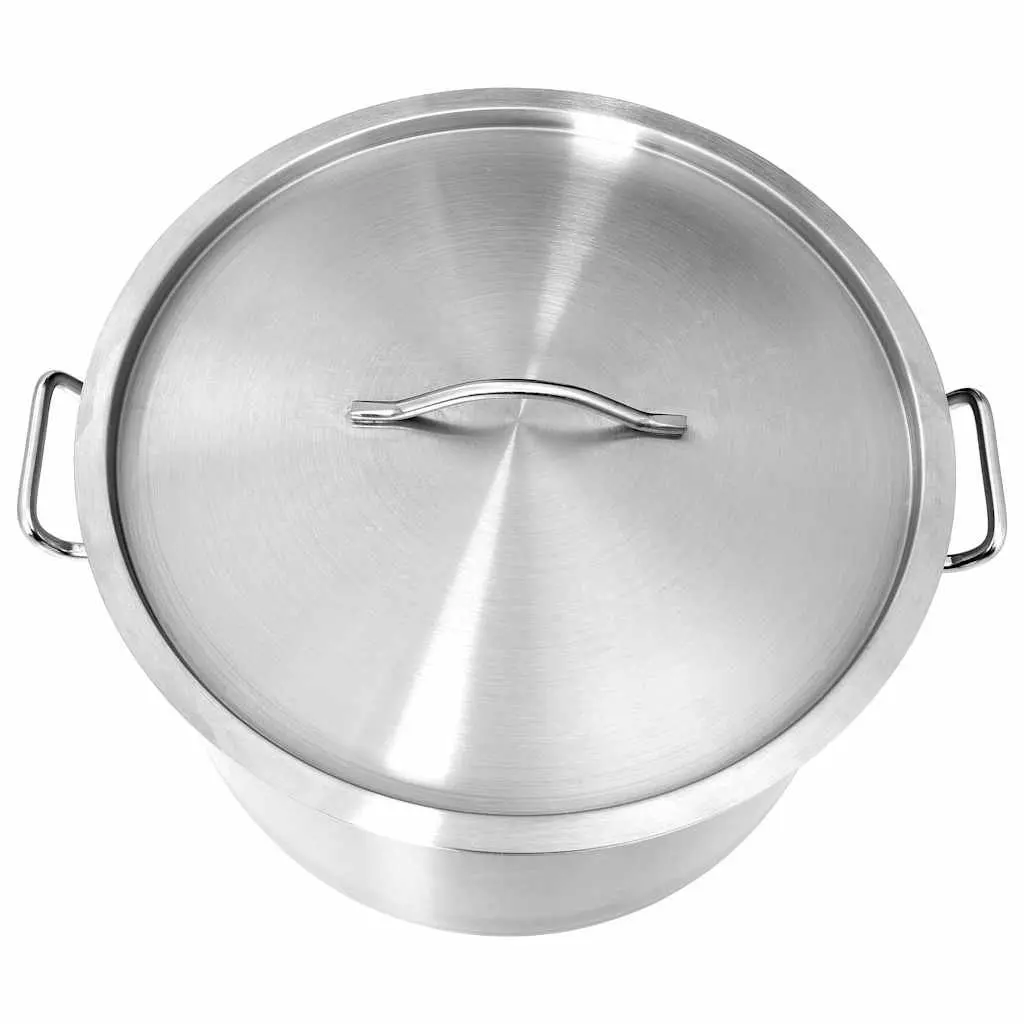 Stock Pot Silver 44L Stainless Steel Large Capacity Cooking Pot for Soups Stews Sauces