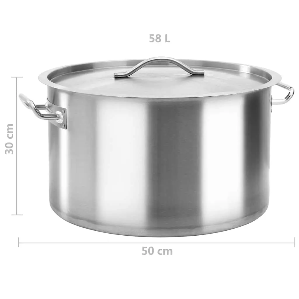 Stock Pot Silver 58L Stainless Steel Large Capacity Catering Cooking Pot