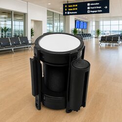 200cm Black Retractable Barrier System