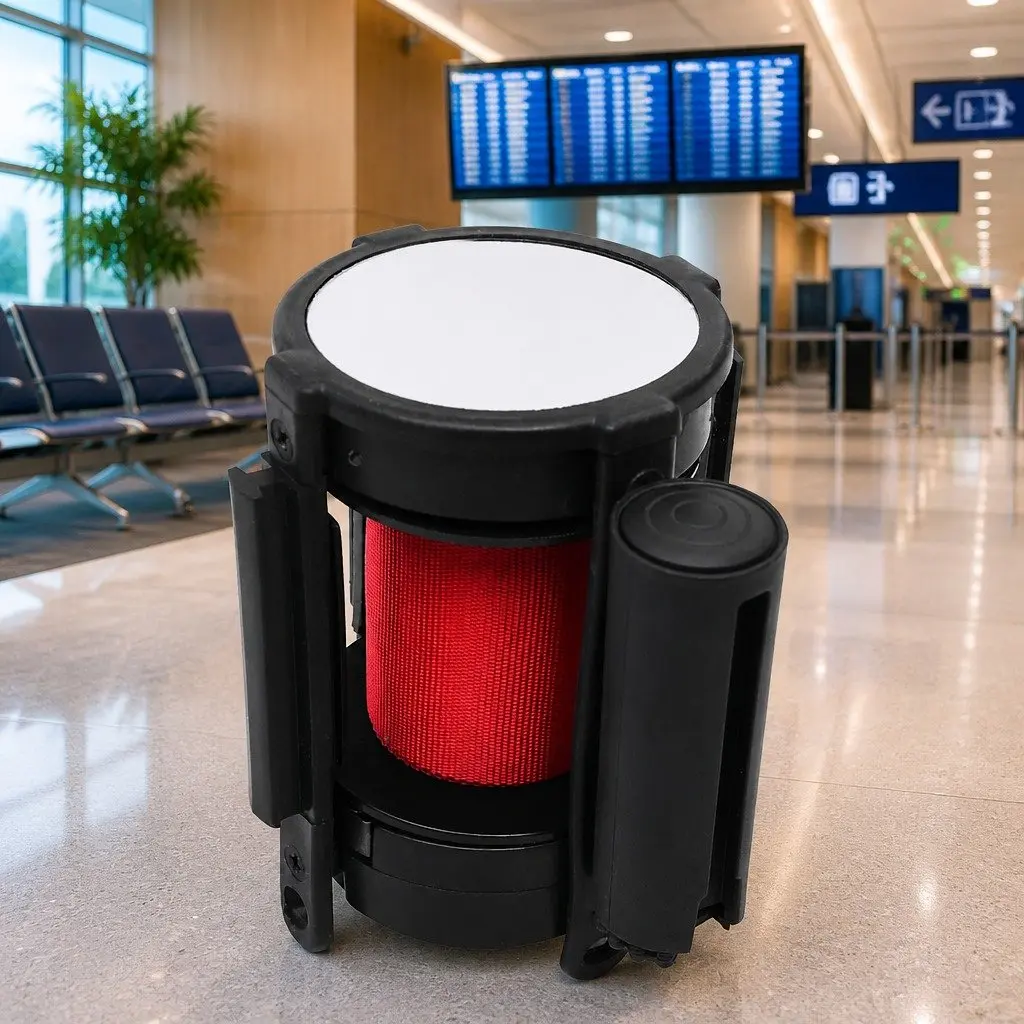 Retractable Belt Barrier Red 200cm Slow Retraction Crowd Control System