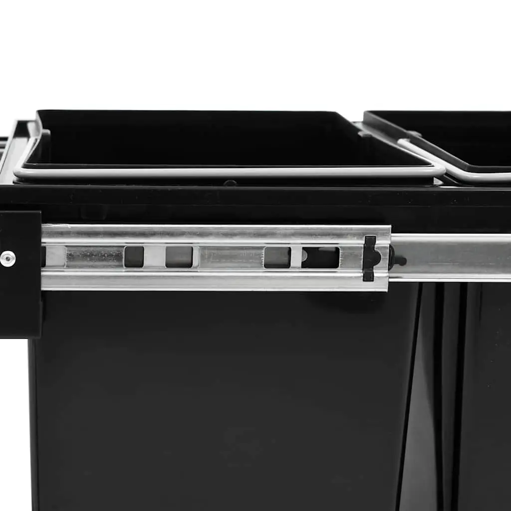 Pull-out Waste Bin Black Soft-Close Dual Compartment Kitchen Cupboard Recycling Sorting