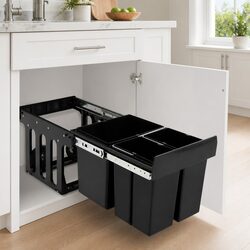 Compact 48L Kitchen Waste Bin with Soft-Close Bins