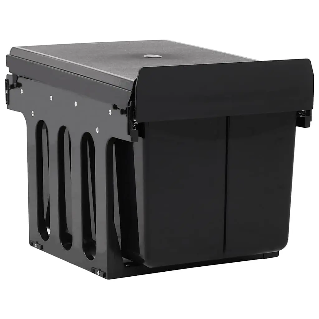 Kitchen Waste Bin Black 48L Pull-out Soft-Close Recycling Sorting