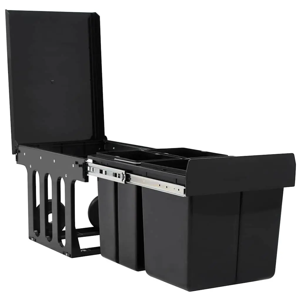 Kitchen Waste Bin Black 48L Pull-out Soft-Close Recycling Sorting