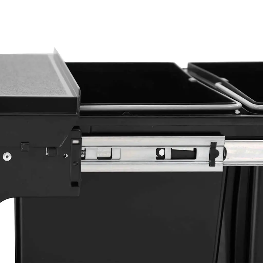 Kitchen Waste Bin Black 48L Pull-out Soft-Close Recycling Sorting