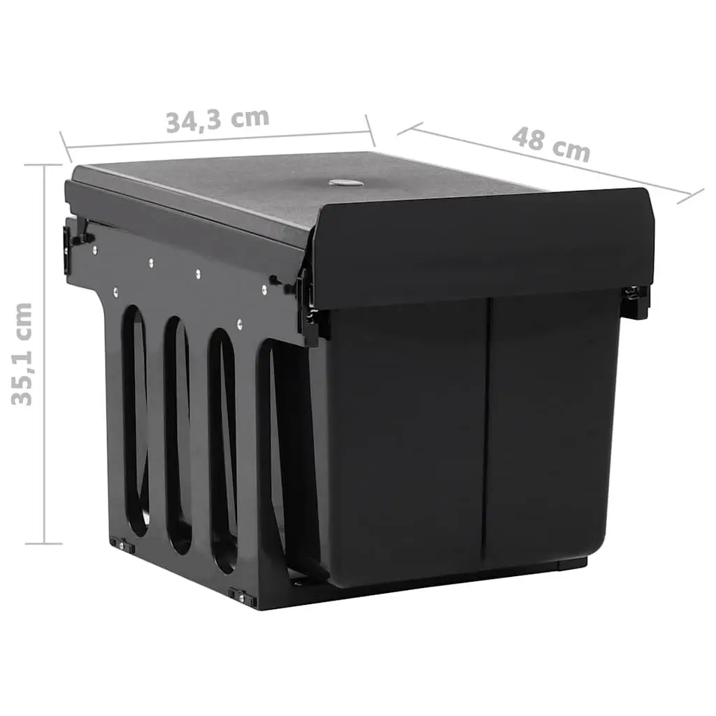 Kitchen Waste Bin Black 48L Pull-out Soft-Close Recycling Sorting