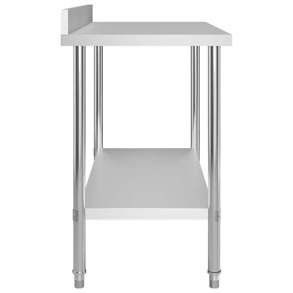Commercial Kitchen Work Table Stainless Steel 120x60x93cm Heavy Duty Food Prep Station with Backsplash and Bottom Shelf