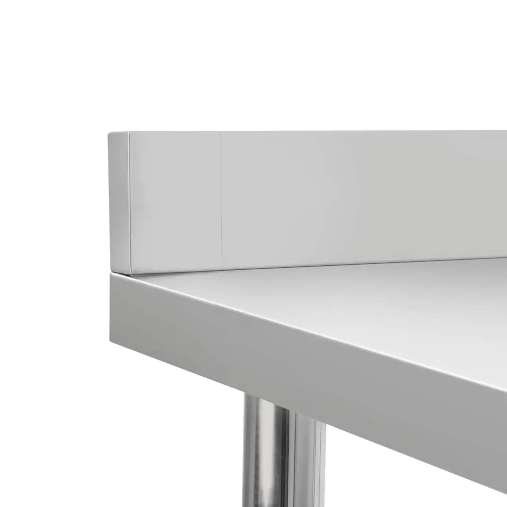 Commercial Kitchen Work Table Stainless Steel 120x60x93cm Heavy Duty Food Prep Station with Backsplash and Bottom Shelf