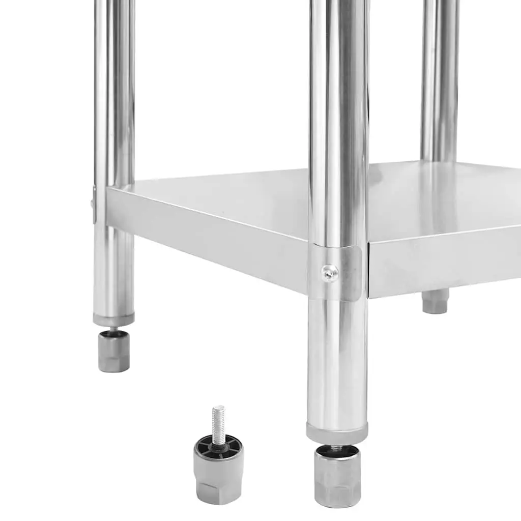 Commercial Kitchen Work Table Stainless Steel 120x60x93cm Heavy Duty Food Prep Station with Backsplash and Bottom Shelf