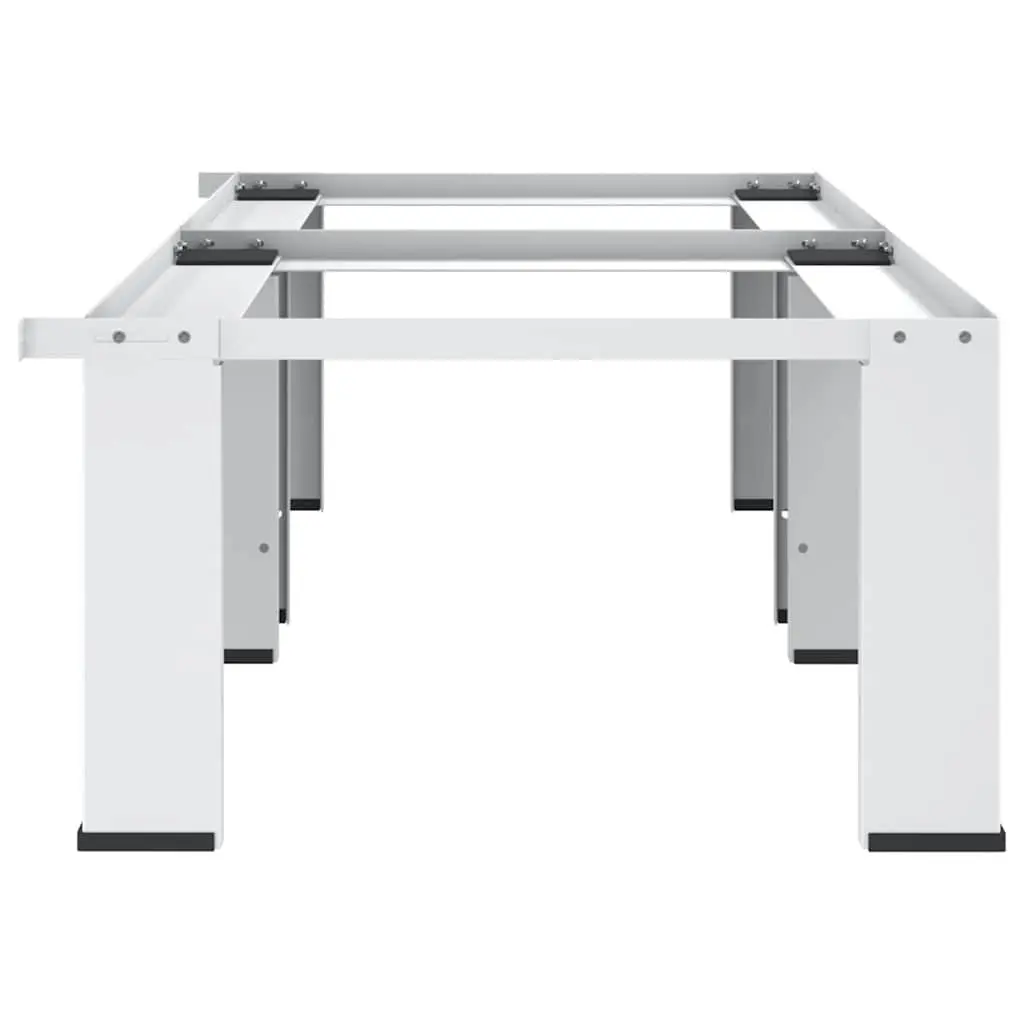 Double Washing Machine Pedestal White Laundry Riser Base 2 Piece Sturdy Steel Non-Slip Pads