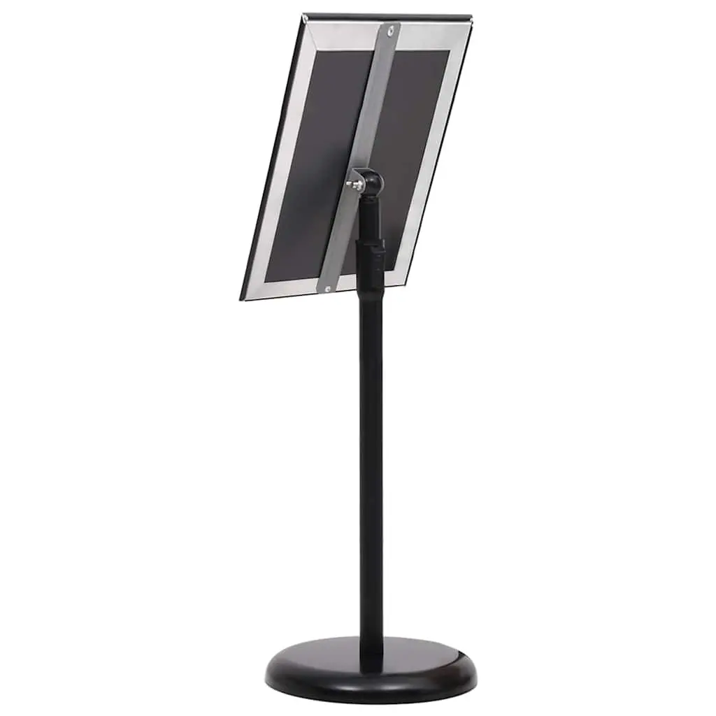 A3 Floor Pedestal Poster Stand Black Aluminium Alloy Frame Adjustable Panel