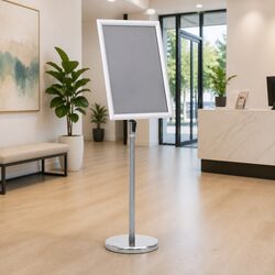 A3 Pedestal Poster Stand Silver Aluminium Display Floor Stand Adjustable