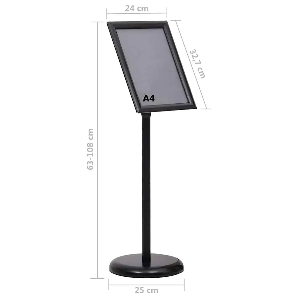 A4 Poster Stand Black Aluminium Alloy Adjustable Rotatable Panel Floor Display