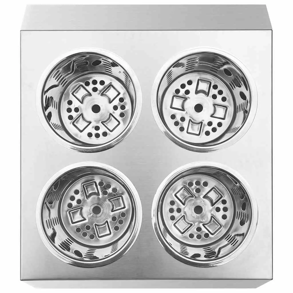 Cutlery Holder Silver Stainless Steel 4 Grids Organiser