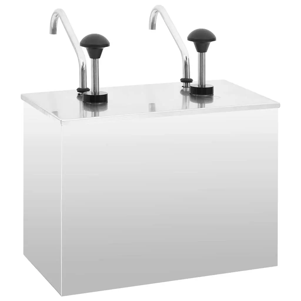 Sauce Dispenser Stainless Steel Silver 2 x 3.5L Pump Action Condiment Server