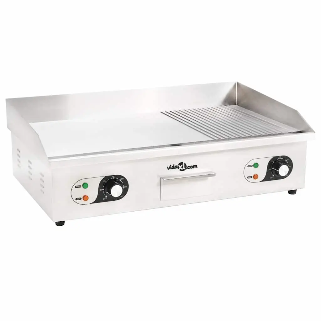 Electric Griddle Silver Stainless Steel 4400W Dual Surface Cooking Appliance