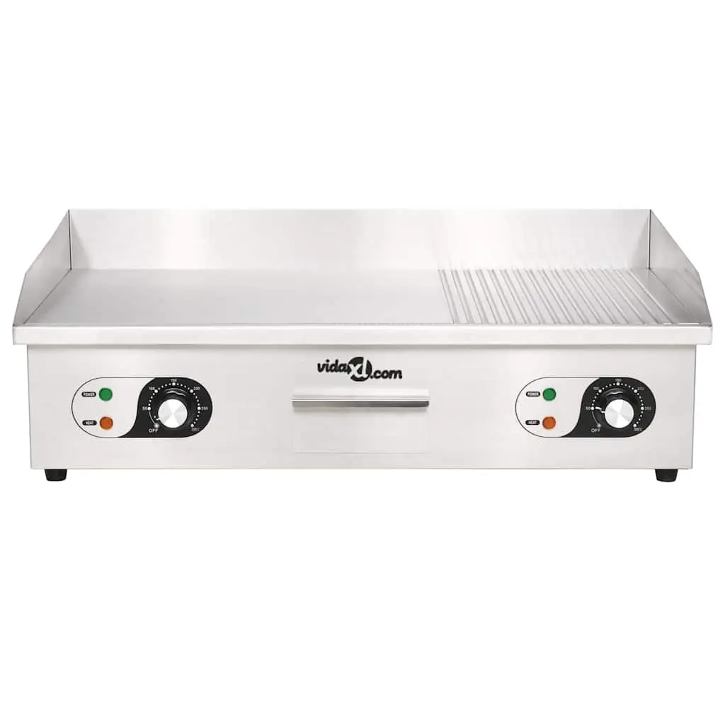 Electric Griddle Silver Stainless Steel 4400W Dual Surface Cooking Appliance