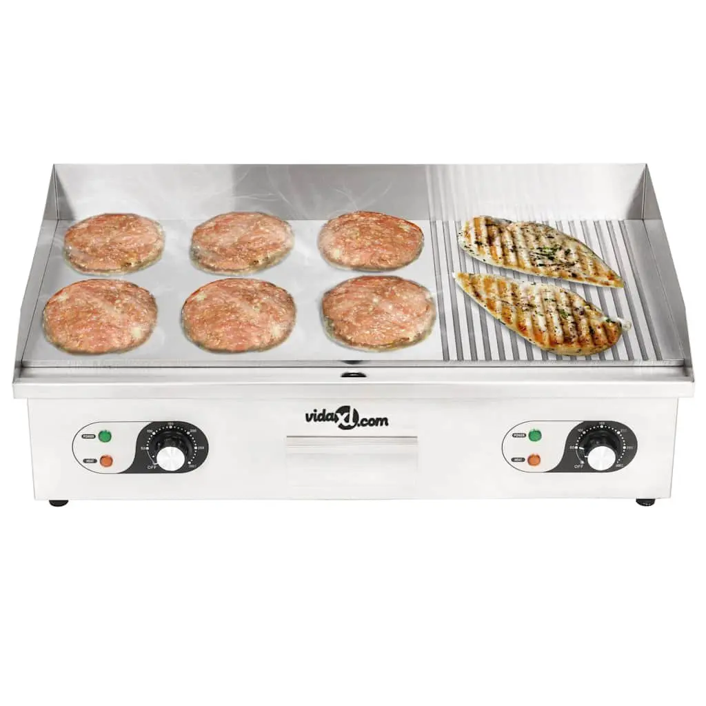 Electric Griddle Silver Stainless Steel 4400W Dual Surface Cooking Appliance