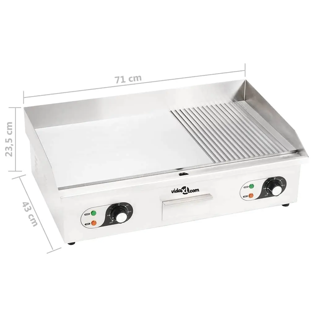 Electric Griddle Silver Stainless Steel 4400W Dual Surface Cooking Appliance