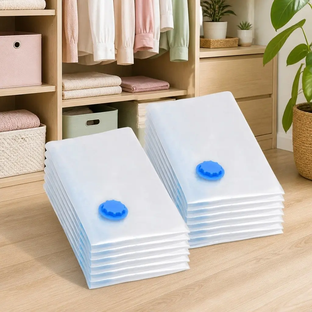 Vacuum Storage Bags Transparent 80x60 cm Reusable for Home Travel Organisation