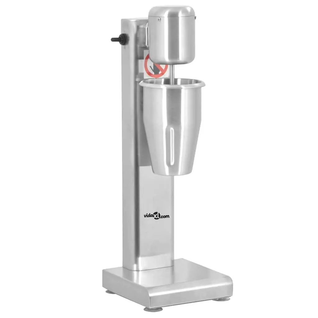 Milkshake Mixer Silver Stainless Steel 1L Dual Blade System Non-Slip Rubber Feet