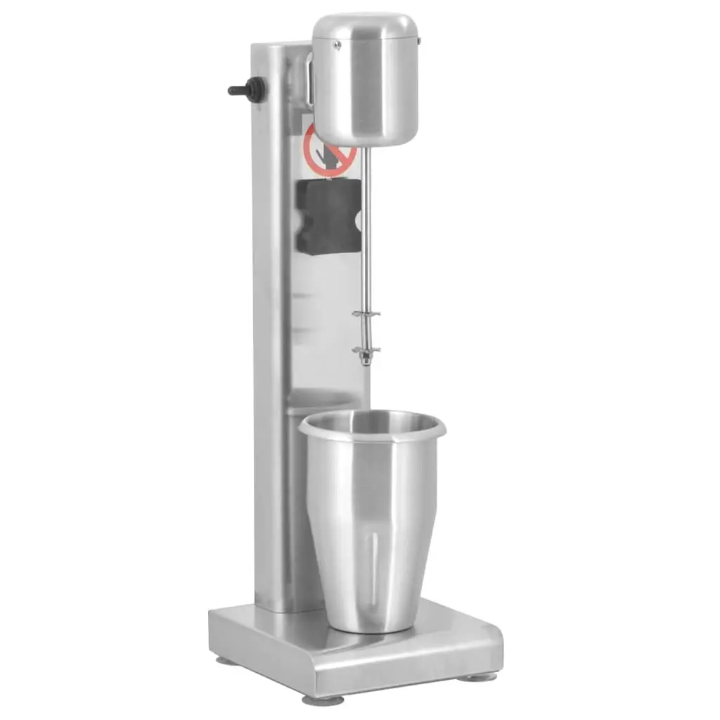 Milkshake Mixer Silver Stainless Steel 1L Dual Blade System Non-Slip Rubber Feet