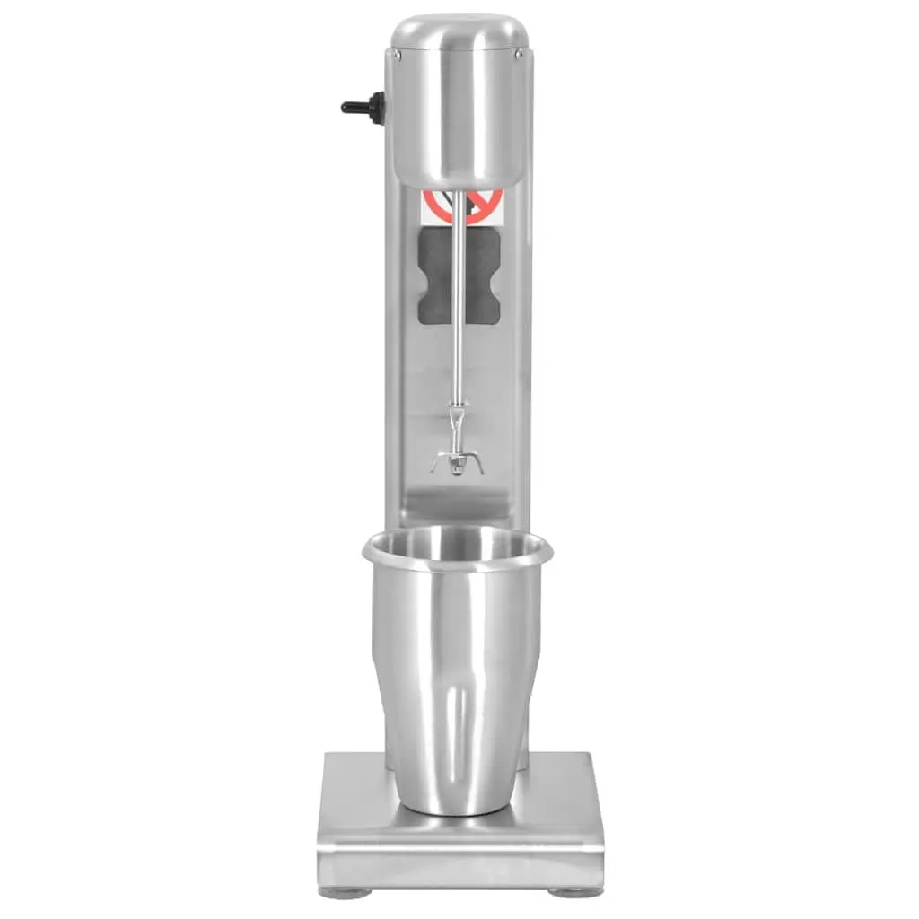 Milkshake Mixer Silver Stainless Steel 1L Dual Blade System Non-Slip Rubber Feet