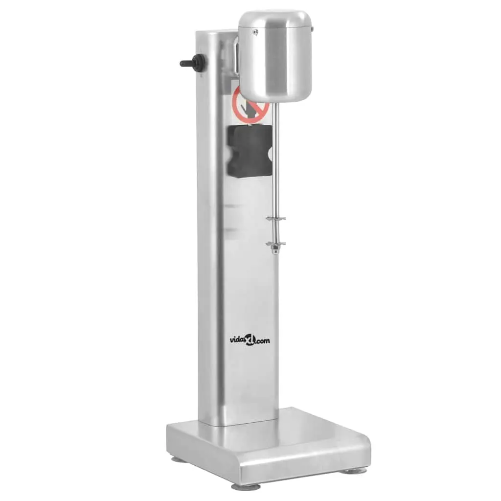 Milkshake Mixer Silver Stainless Steel 1L Dual Blade System Non-Slip Rubber Feet