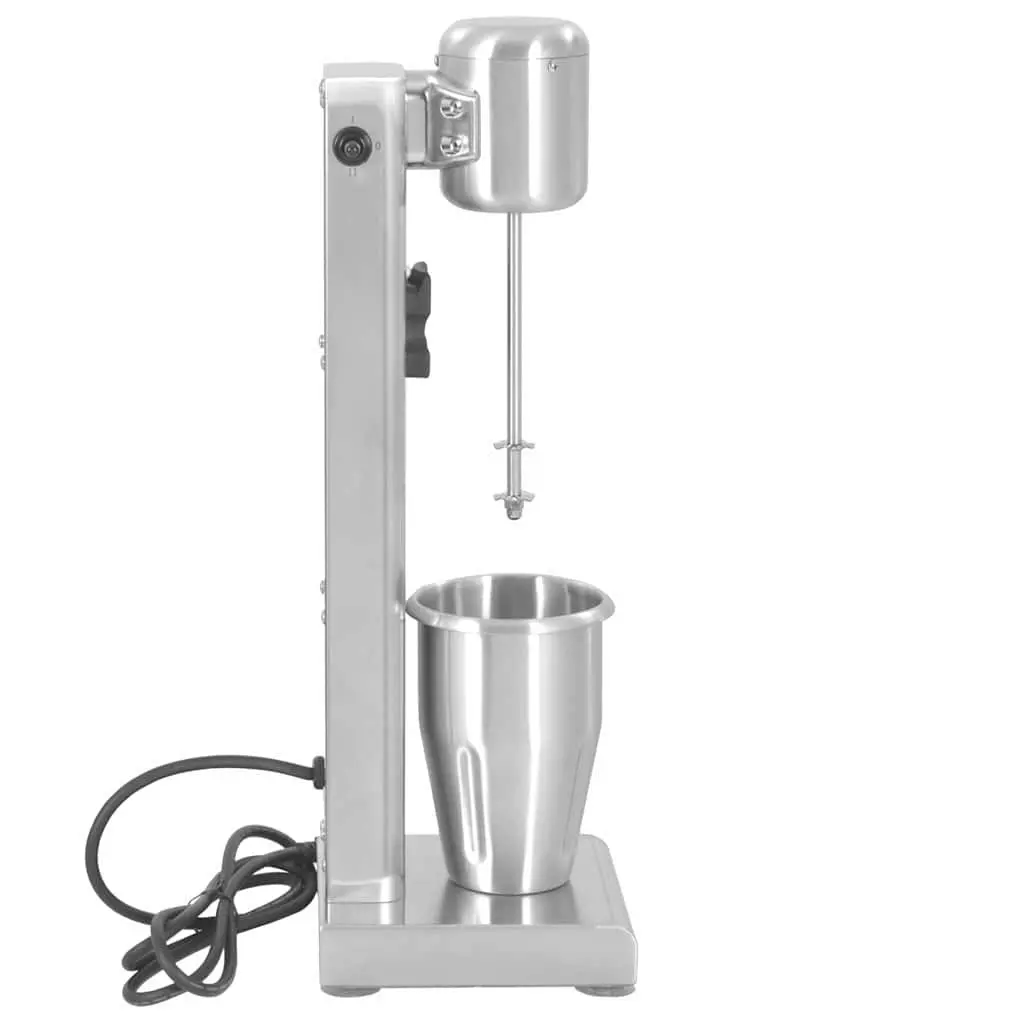 Milkshake Mixer Silver Stainless Steel 1L Dual Blade System Non-Slip Rubber Feet