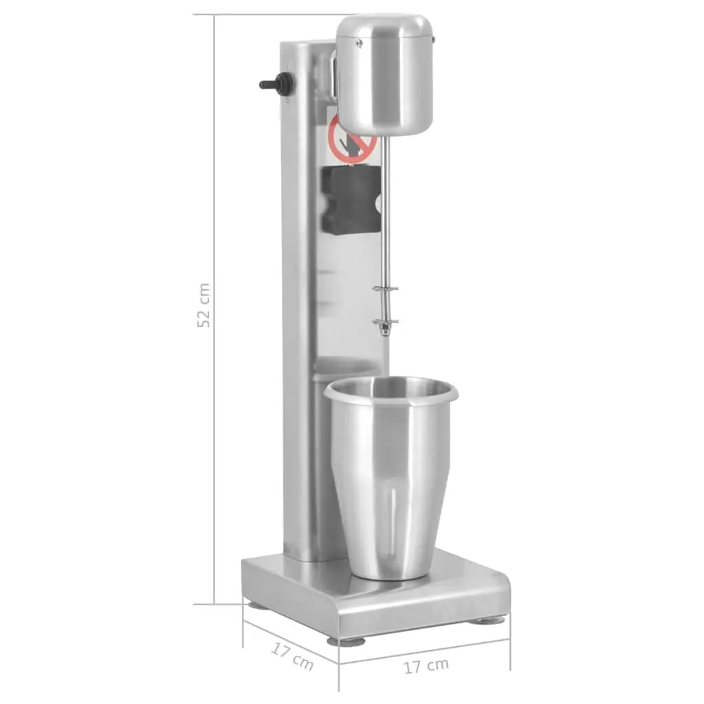 Milkshake Mixer Silver Stainless Steel 1L Dual Blade System Non-Slip Rubber Feet
