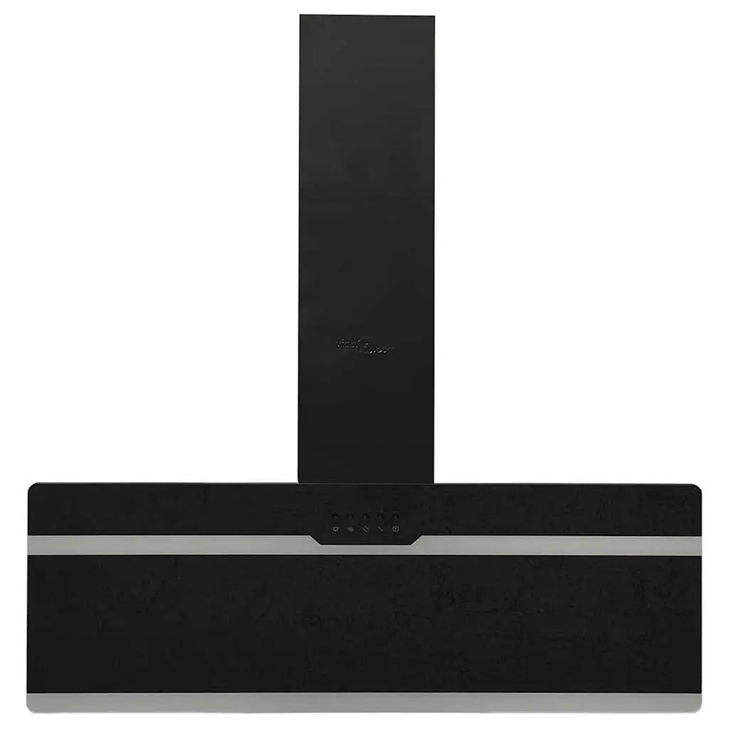 Wall Range Hood Black 90cm Tempered Glass LED Lamp 297m³/h Extraction Capacity
