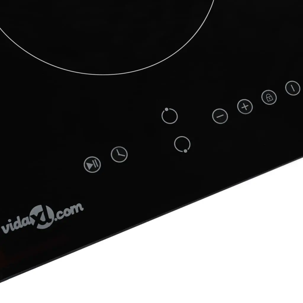 Ceramic Hob 2 Burner Electric Cooktop Touch Control 3000W Black Built-in