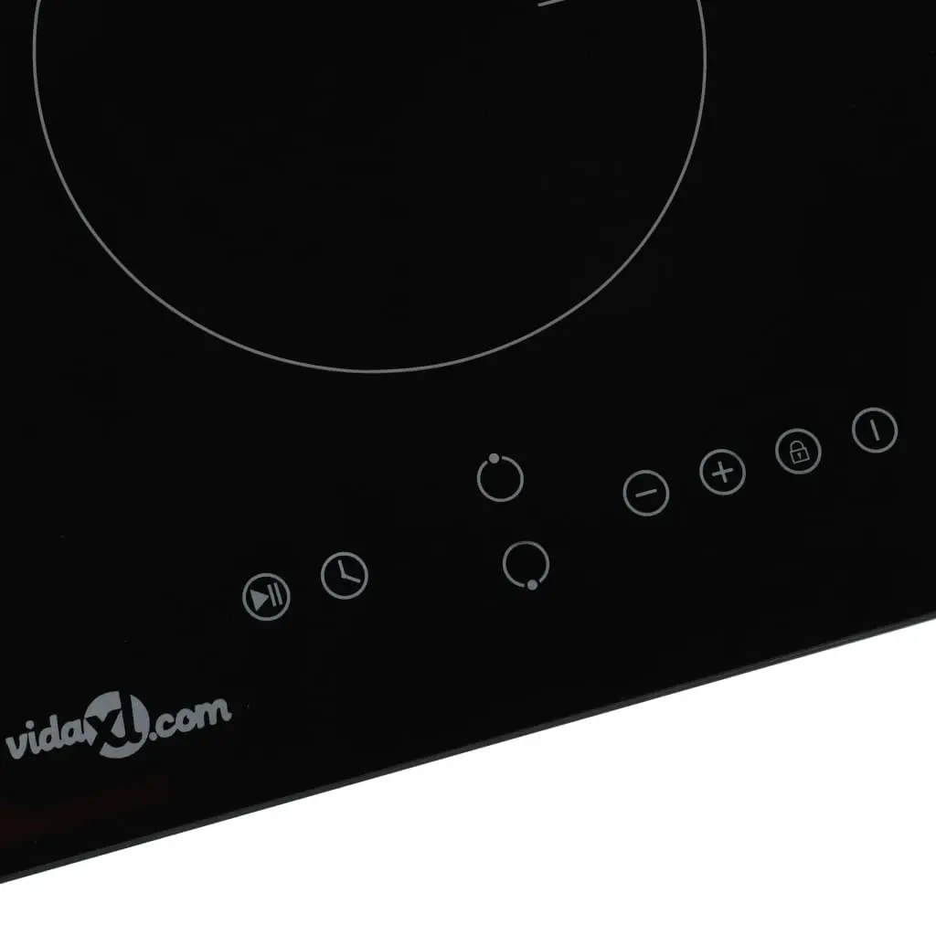 Induction Hob Black 2 Burners Touch Control Heat-Resistant Glass 3500W
