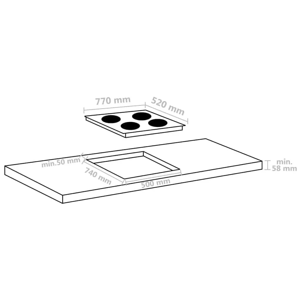 4 Burner Induction Hob Black Heat Resistant Glass Touch Control 7000W