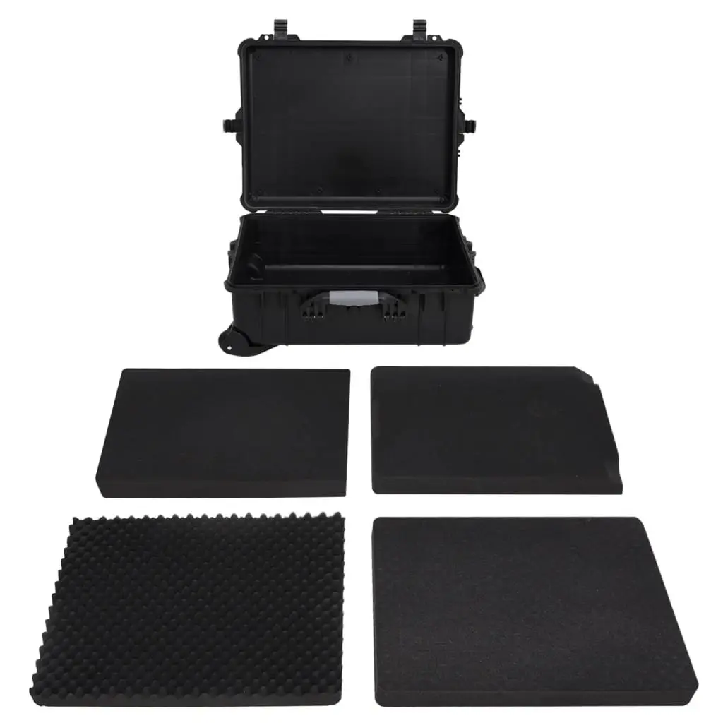 Flight Case Black Hard Shell Wheeled Portable Travel Luggage Lockable Handle