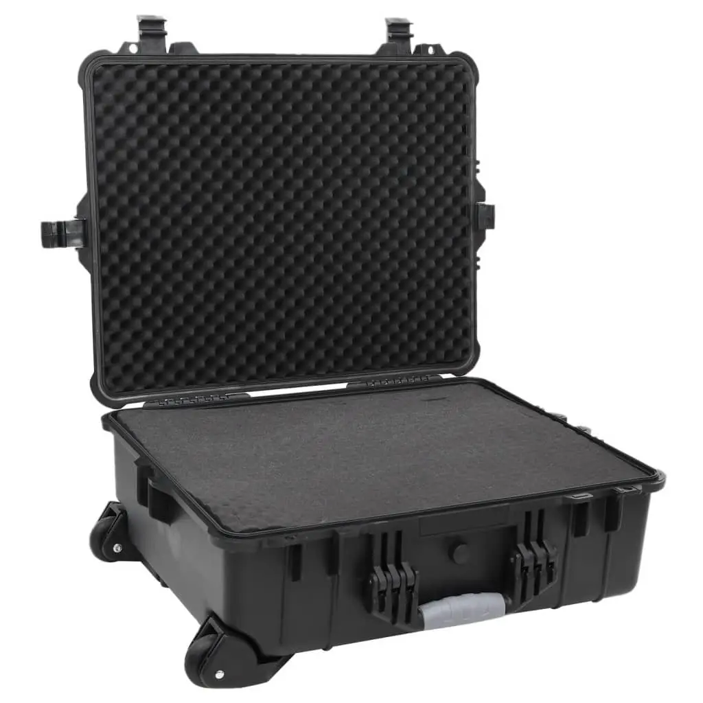 Flight Case Black Hard Shell Wheeled Portable Travel Luggage Lockable Handle