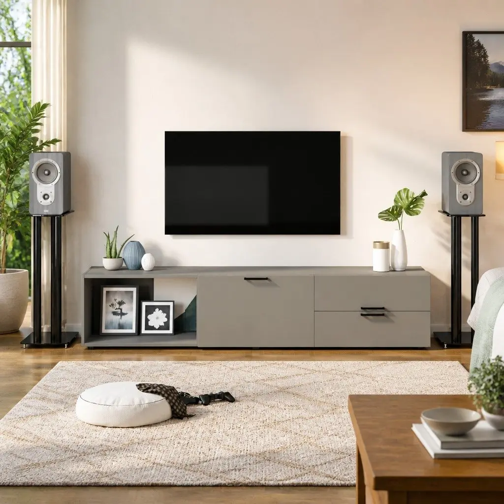 Black Speaker Stands with Non-Slip Feet