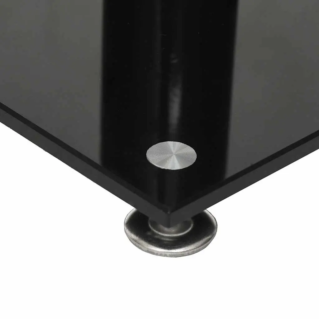Speaker Stands Pair Black Tempered Glass Pillar Design Audio Equipment Mount
