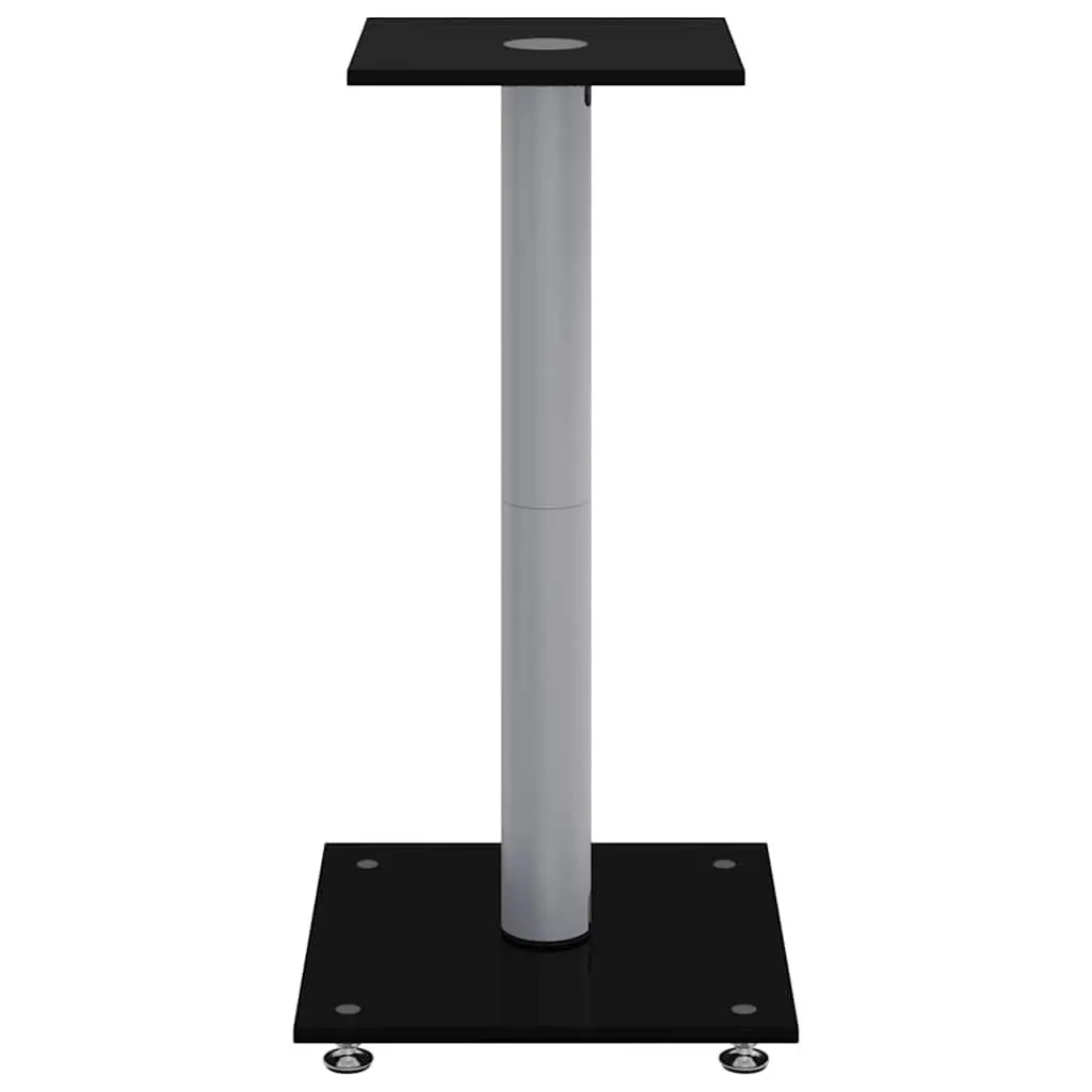 Speaker Stands Pair Black Tempered Glass Pillar Design Audio Stand Mount