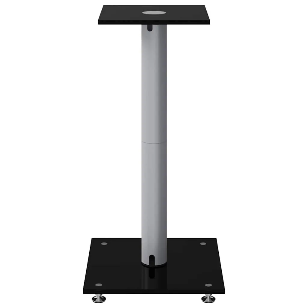 Speaker Stands Pair Black Tempered Glass Pillar Design Audio Stand Mount