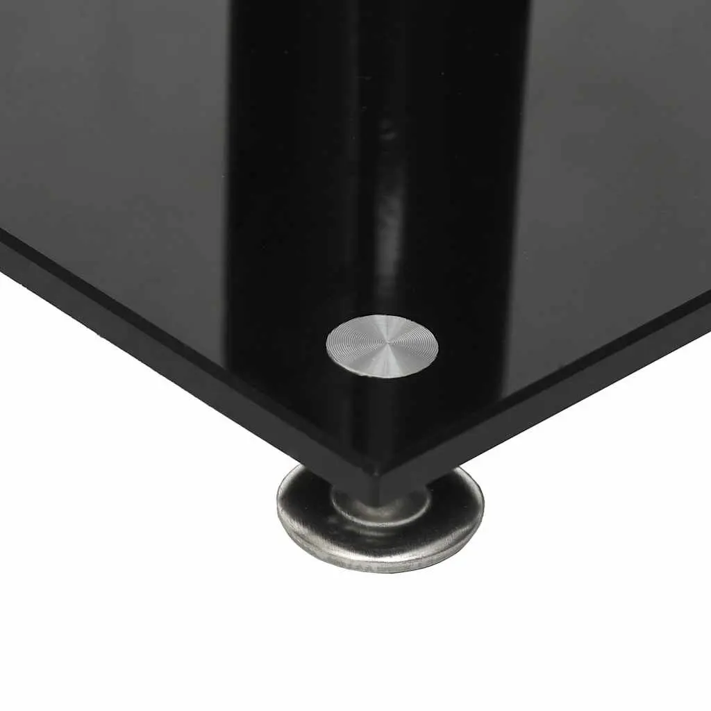 Speaker Stands Pair Black Tempered Glass Pillar Design Audio Stand Mount