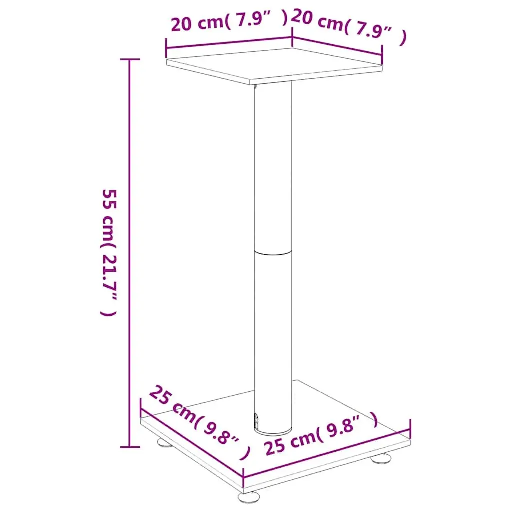 Speaker Stands Pair Black Tempered Glass Pillar Design Audio Stand Mount