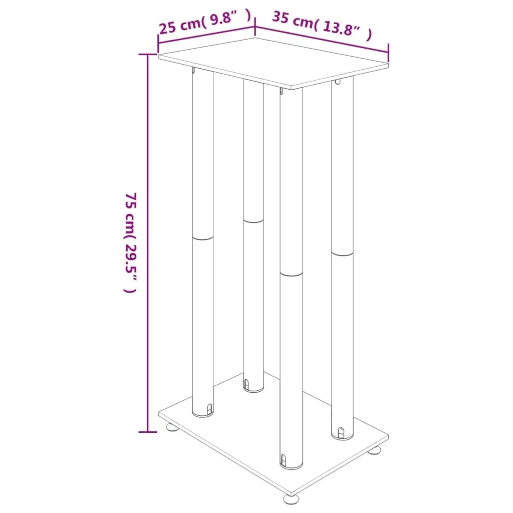 Speaker Stands Pair Black Tempered Glass 4 Pillar Design Audio Stand Mount