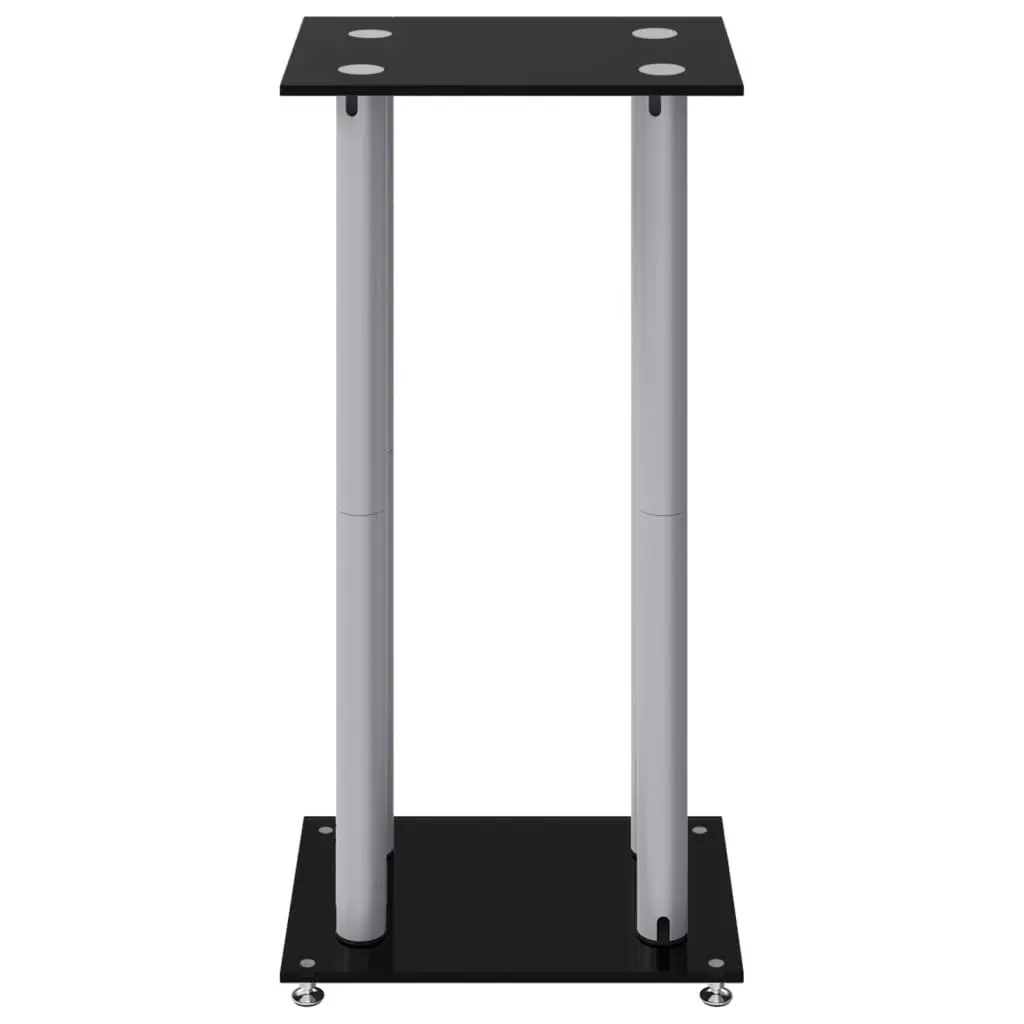 Speaker Stands Pair Black Tempered Glass 4 Pillars Audio Monitor Home Studio