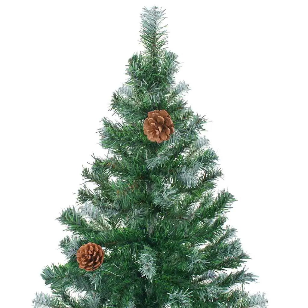 Artificial Christmas Tree Green 150cm Frosted Branches with Pinecones