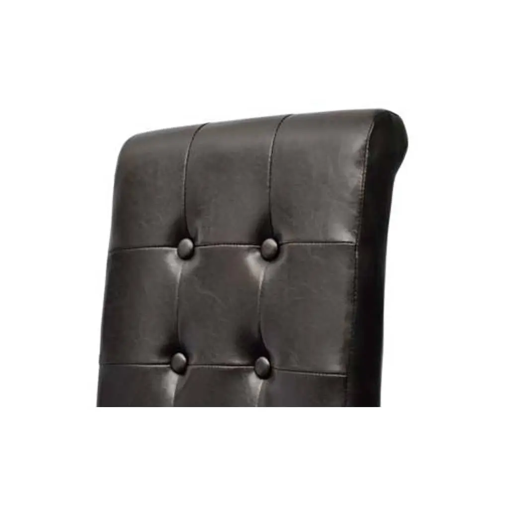 Dining Chairs 2 pcs Brown Faux Leather Padded Seats Kitchen Room Furniture Set