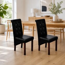 Black Dining Chairs with Padded Backrests