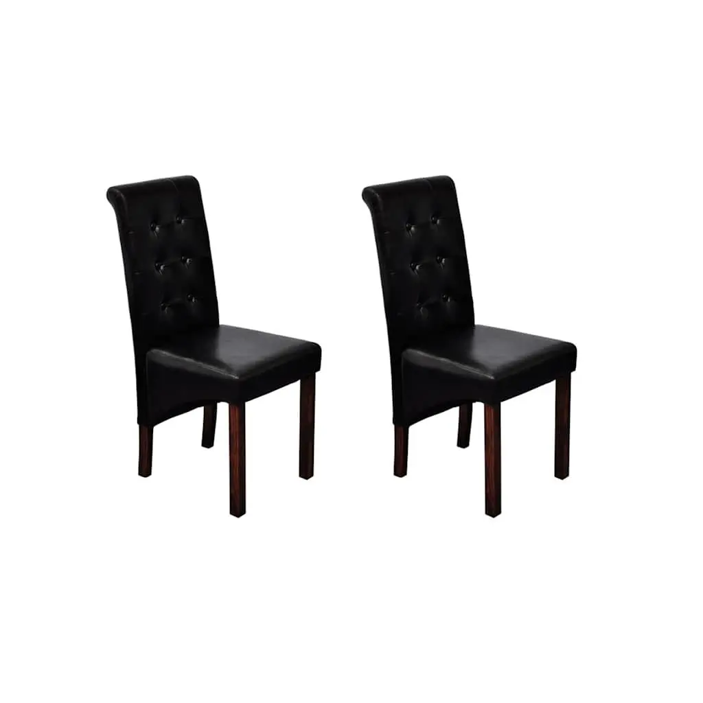Dining Chairs 2 pcs Black Padded Seats Backrests Kitchen Room Furniture Set